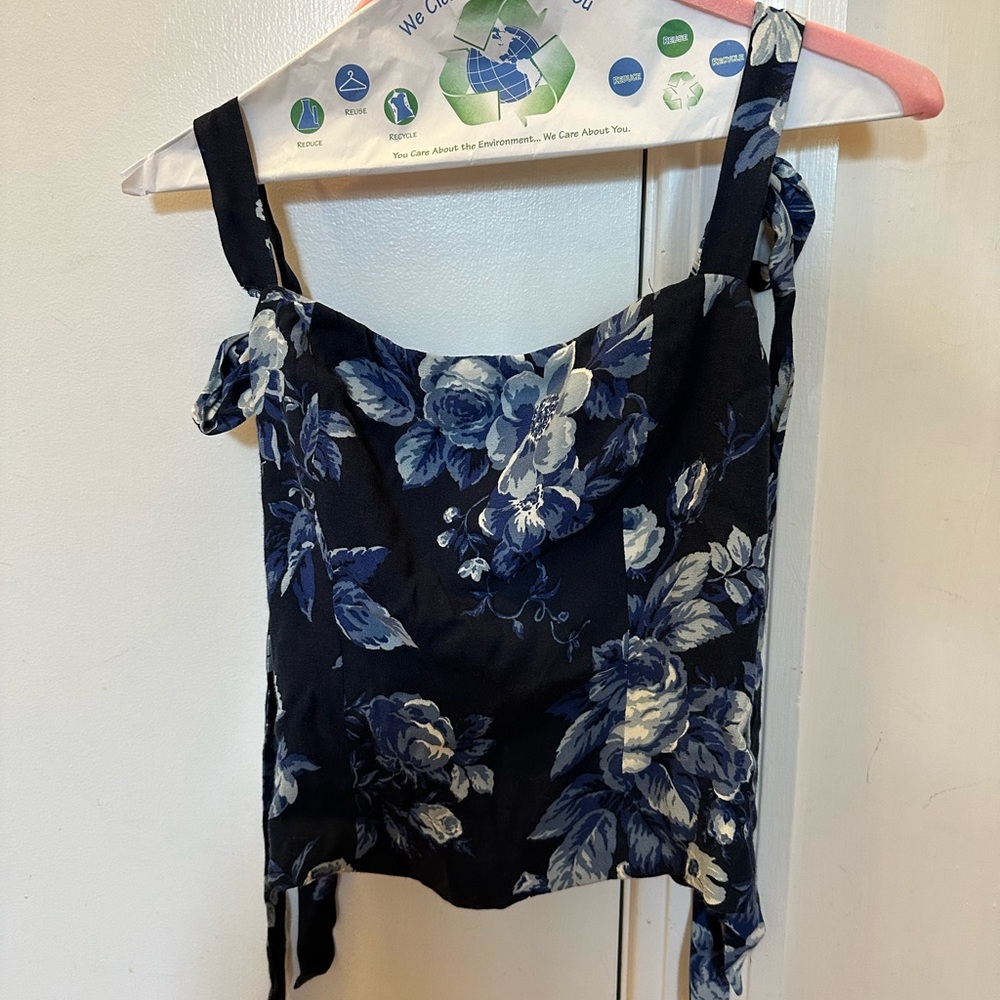 Reformation Blue Floral Top
